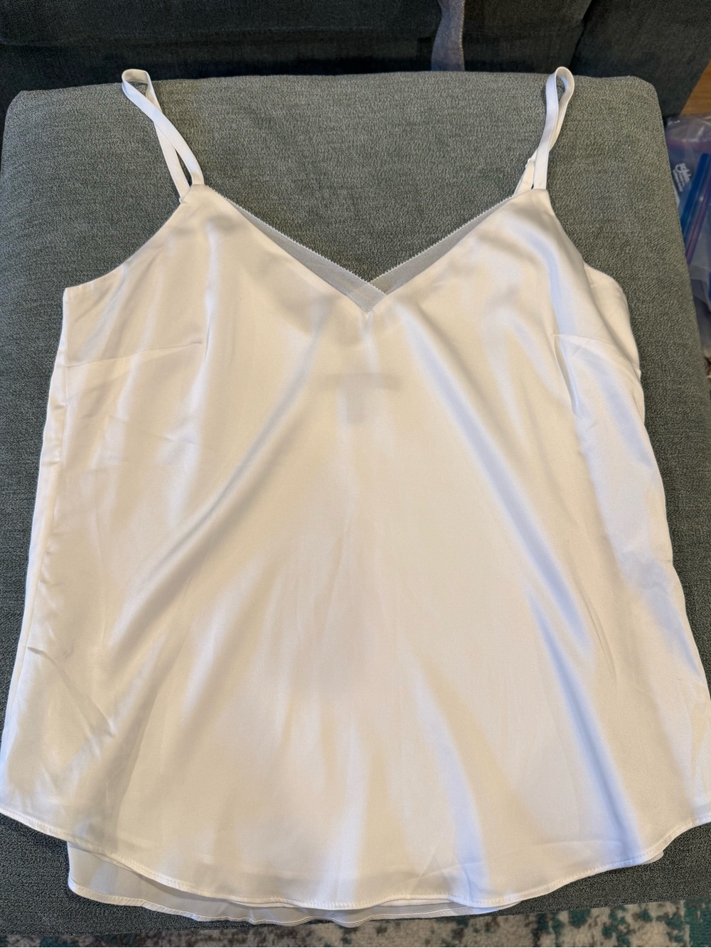 White House Black Market Silky White V-Neck Camisole